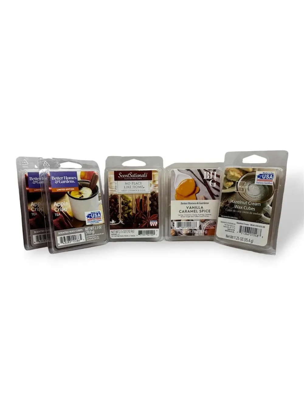 Warm Fall Scented Wax Melt 5pc Set Apple Hazelnut Cream Vanilla Caramel Spice
